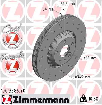 Tarcza hamulcowa ZIMMERMANN 100.3386.70