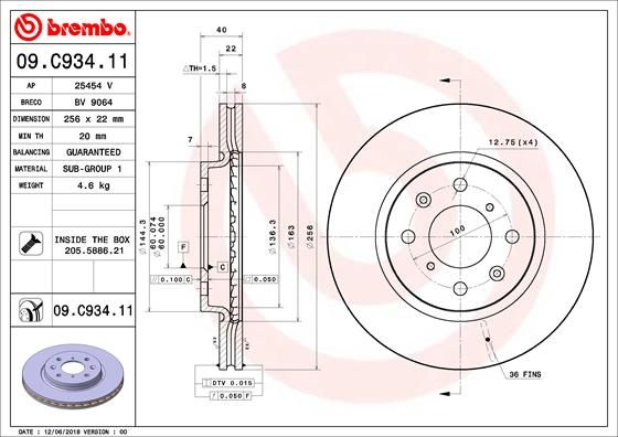 Tarcza hamulcowa BREMBO 09.C934.11