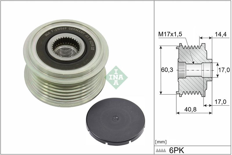 Alternator - sprzęgło jednokierunkowe INA 535037410