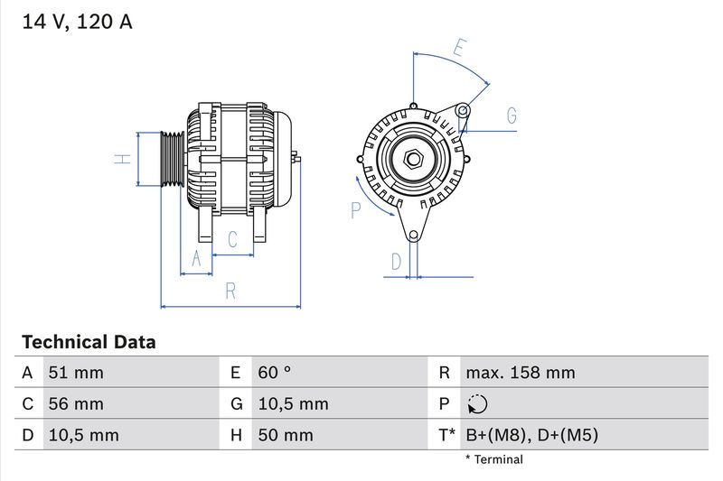 Alternator BOSCH 0 986 044 030