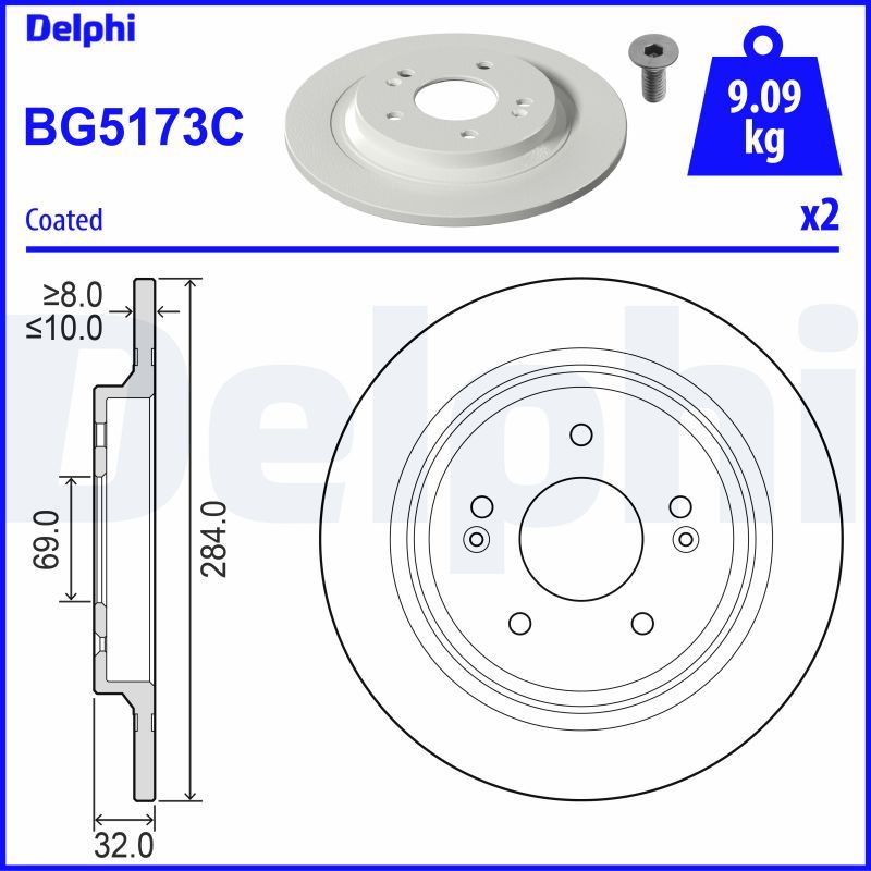 Tarcza hamulcowa DELPHI BG5173C