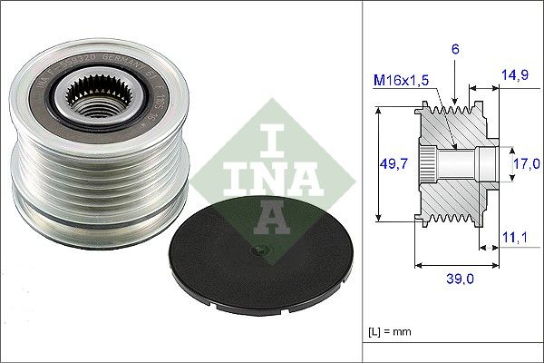 Alternator - sprzęgło jednokierunkowe INA 535005010