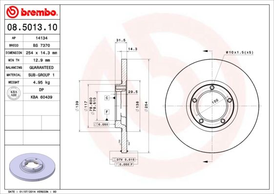 Tarcza hamulcowa BREMBO 08.5013.10