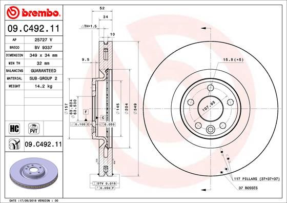 Tarcza hamulcowa BREMBO 09.C492.11