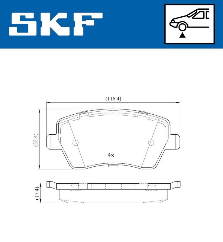 Zestaw klocków hamulcowych, hamulce tarczowe SKF VKBP 80003