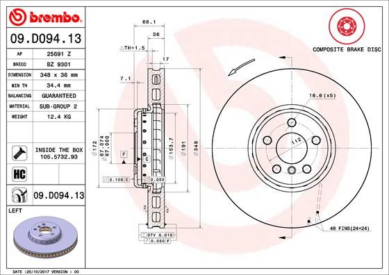 Tarcza hamulcowa BREMBO 09.D094.13