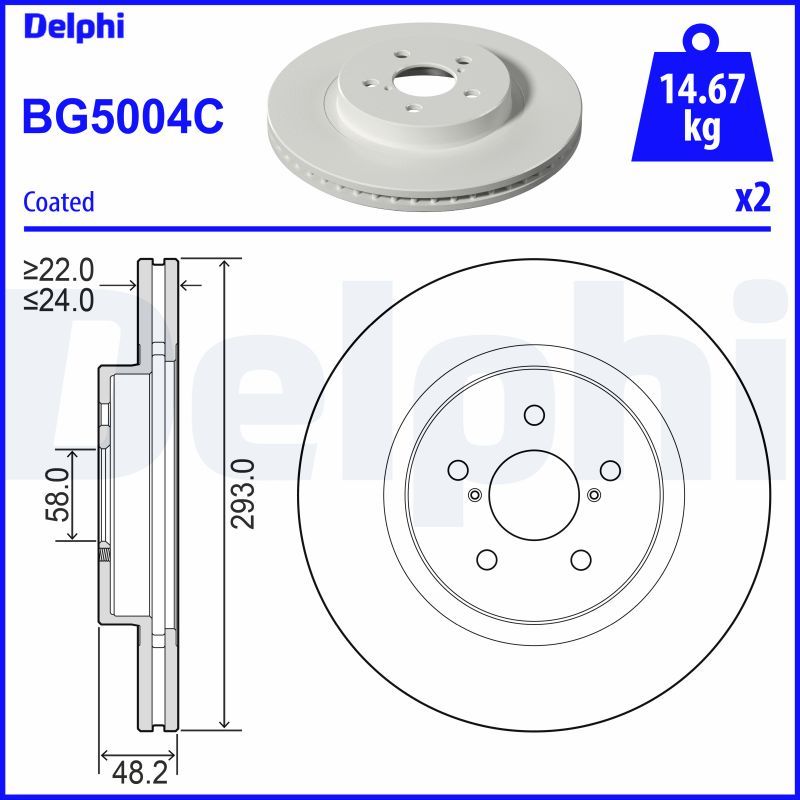 Tarcza hamulcowa DELPHI BG5004C