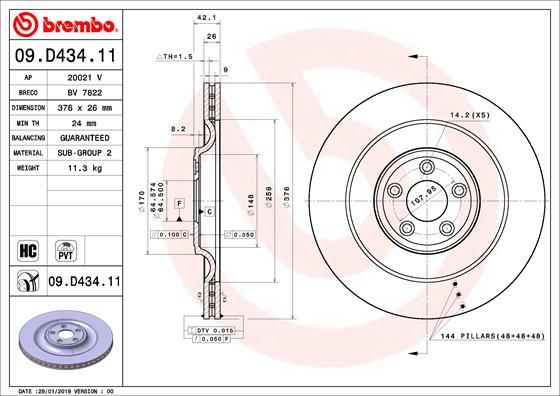 Tarcza hamulcowa BREMBO 09.D434.11