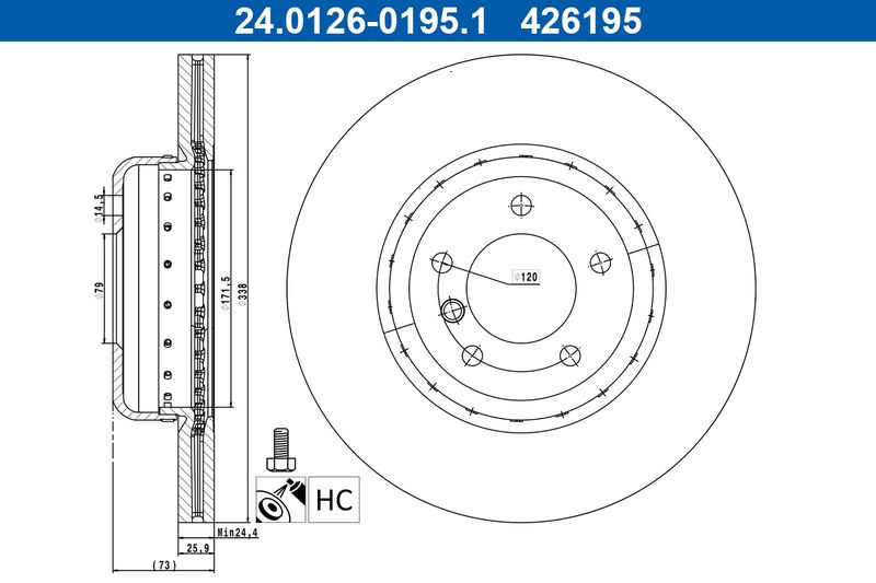 Tarcza hamulcowa Ate 24.0126-0195.2