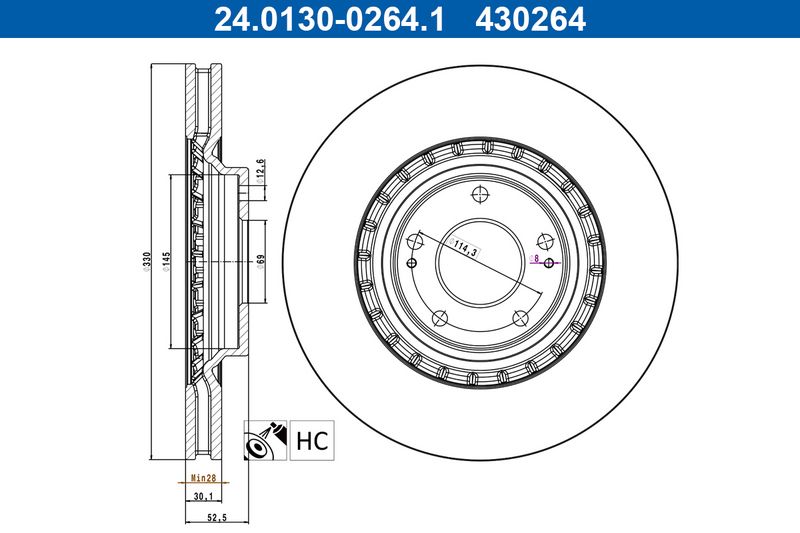 Tarcza hamulcowa Ate 24.0130-0264.1