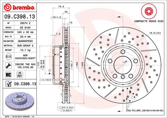 Tarcza hamulcowa BREMBO 09.C398.13