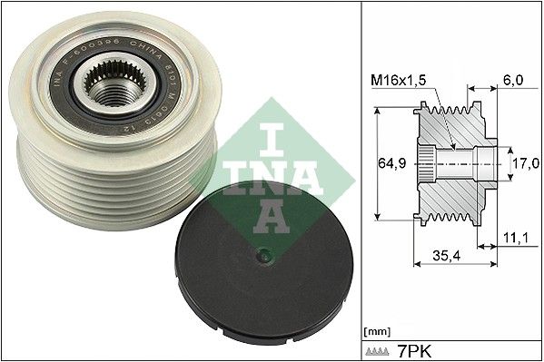Alternator - sprzęgło jednokierunkowe INA 535029410