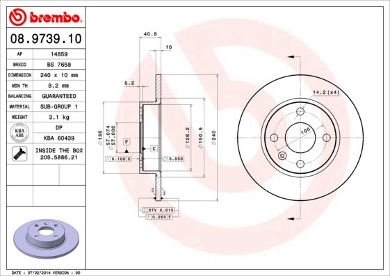 Tarcza hamulcowa BREMBO 08.9739.10