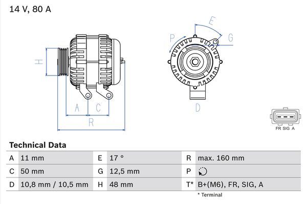 Alternator BOSCH 0 986 044 701