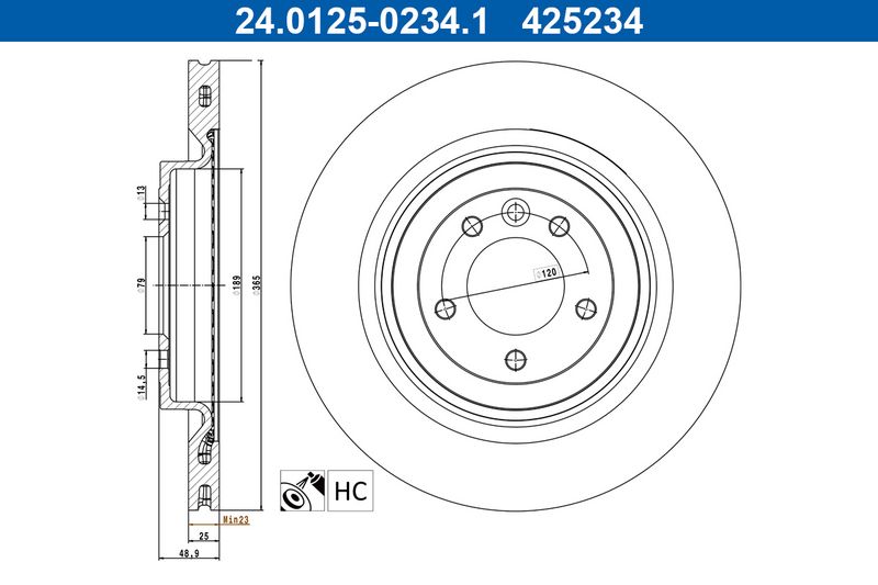 Tarcza hamulcowa ATE 24.0125-0234.1