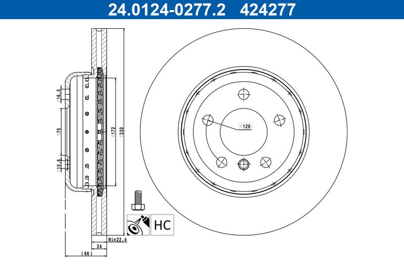 Tarcza hamulcowa Ate 24.0124-0277.2