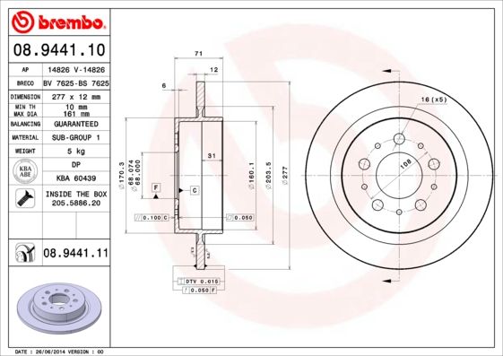Tarcza hamulcowa BREMBO 08.9441.11