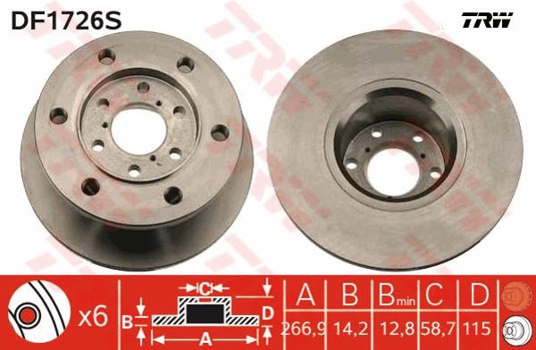 Tarcza hamulcowa TRW DF1726S