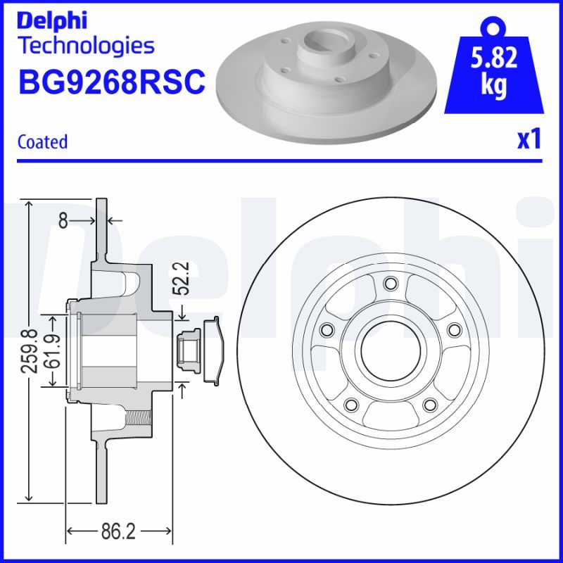 Tarcza hamulcowa DELPHI BG9268RSC