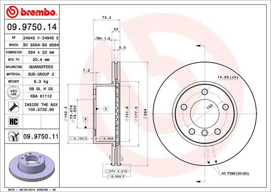 Tarcza hamulcowa BREMBO 09.9750.11