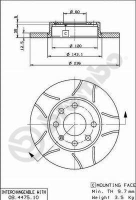Tarcza hamulcowa BREMBO 08.4475.75