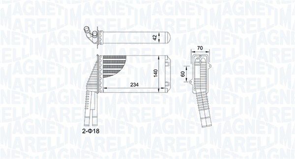 Wymiennik ciepła, ogrzewanie wnętrza MAGNETI MARELLI 350218467000