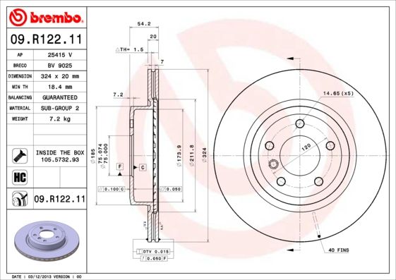 Tarcza hamulcowa BREMBO 09.r122.11