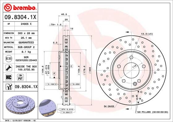 Tarcza hamulcowa BREMBO 09.8304.1X