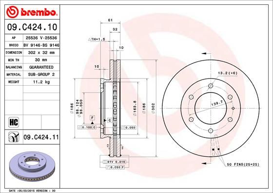 Tarcza hamulcowa BREMBO 09.C424.11