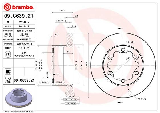 Tarcza hamulcowa BREMBO 09.C639.21
