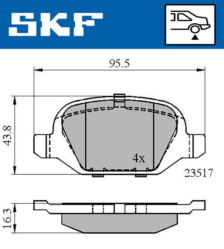 Zestaw klocków hamulcowych, hamulce tarczowe SKF VKBP90472