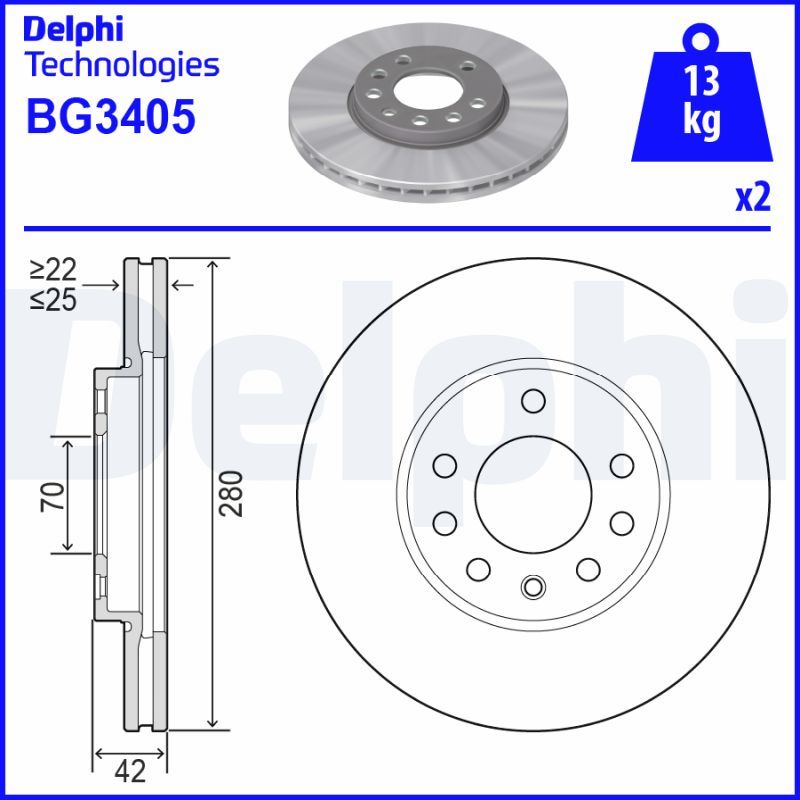 Tarcza hamulcowa DELPHI BG3405