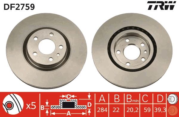 Tarcza hamulcowa TRW DF2759