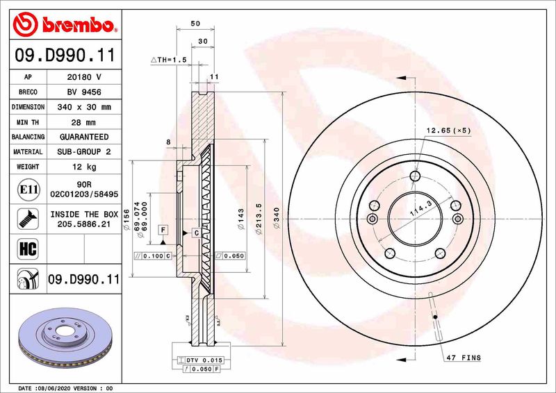 Tarcza hamulcowa BREMBO 09.D990.11