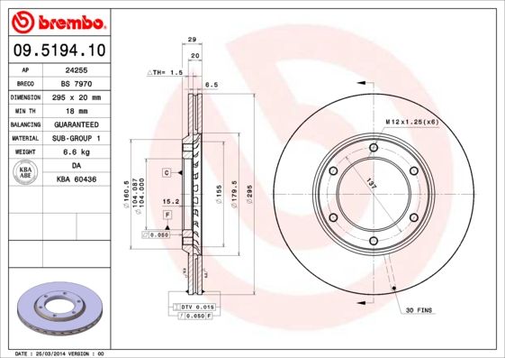 Tarcza hamulcowa BREMBO 09.5194.10