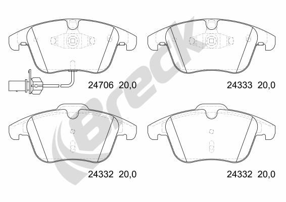 Zestaw klocków hamulcowych, hamulce tarczowe BRECK 24706 00 551 10