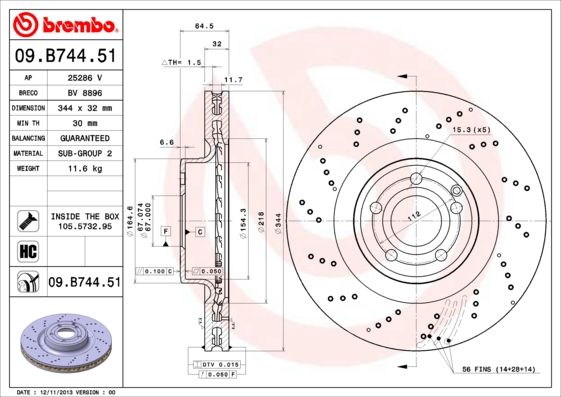 Tarcza hamulcowa BREMBO 09.B744.51