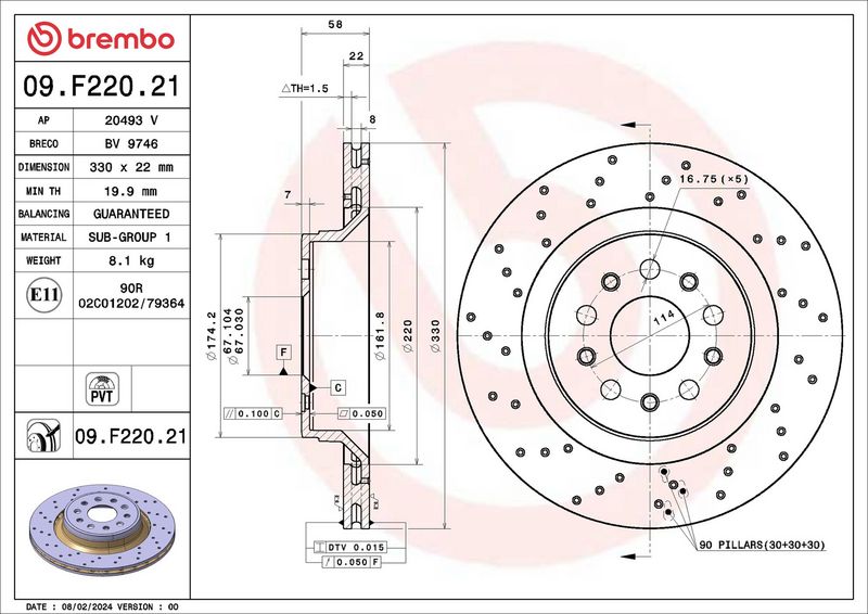 Tarcza hamulcowa BREMBO 09.F220.21
