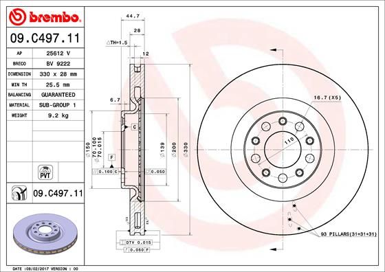 Tarcza hamulcowa BREMBO 09.C497.11