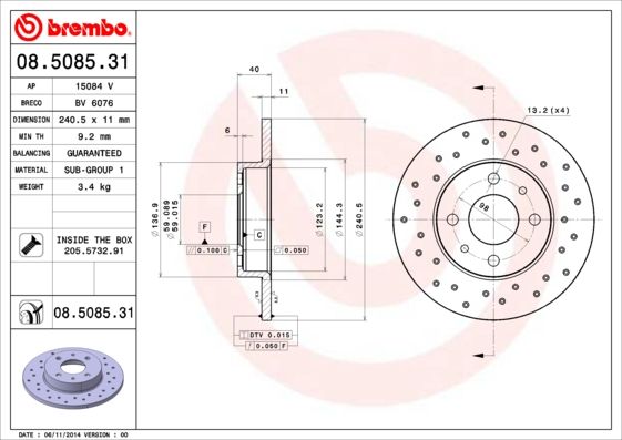 Tarcza hamulcowa BREMBO 08.5085.31