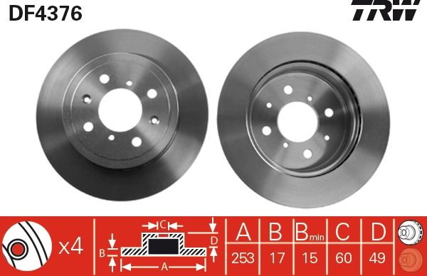 Tarcza hamulcowa TRW DF4376