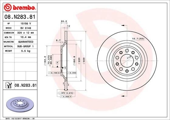 Tarcza hamulcowa BREMBO 08.N283.81