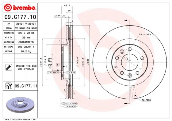 Tarcza hamulcowa BREMBO 09.C177.11