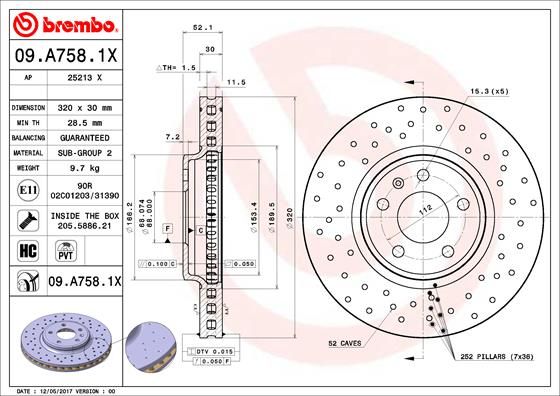 Tarcza hamulcowa BREMBO 09.A758.1X