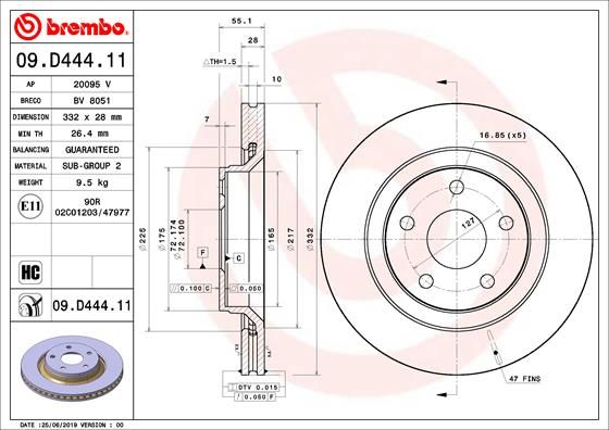 Tarcza hamulcowa BREMBO 09.D444.11
