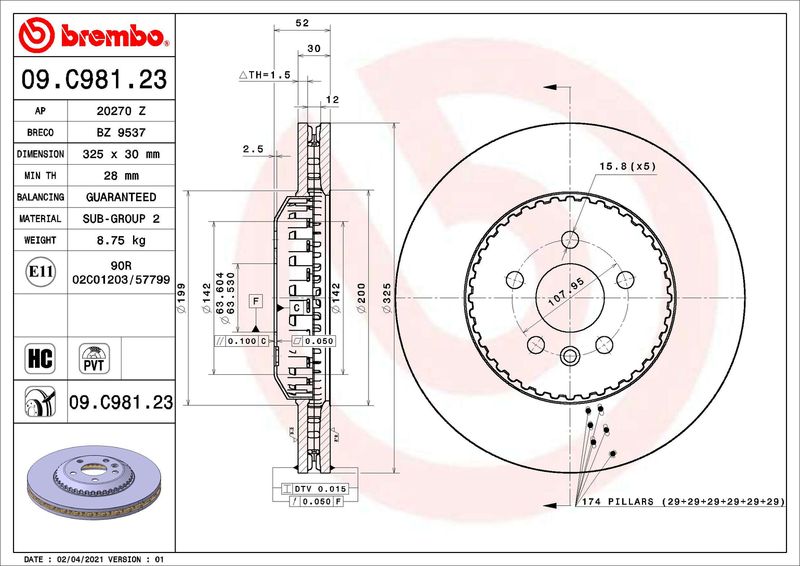 Tarcza hamulcowa BREMBO 09.C981.23