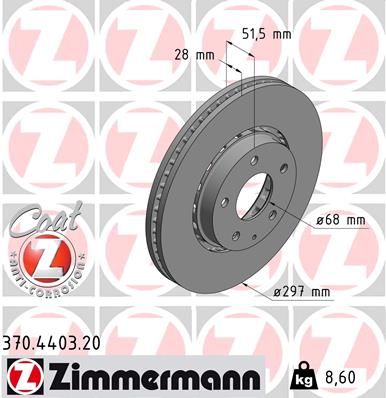 Tarcza hamulcowa ZIMMERMANN 370.4403.20