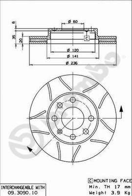 Tarcza hamulcowa BREMBO 09.3090.75