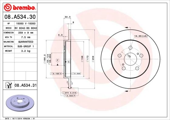 Tarcza hamulcowa BREMBO 08.A534.31