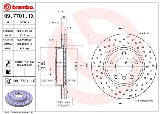 Tarcza hamulcowa BREMBO 09.7701.1X